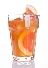 Glass of healthy grapefruit  juice with fruit