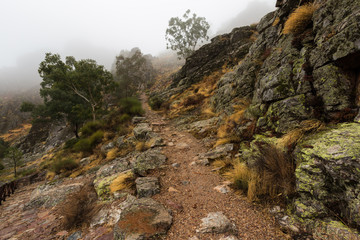 Landscape with fog in Penha Garcia. Portugal.