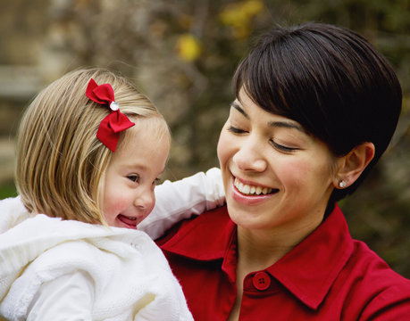 Portrait Of A Mother And Her Daughter With Down Syndrome; Cambridge, England