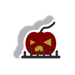 Vector illustration paper sticker Halloween icon pumpkin