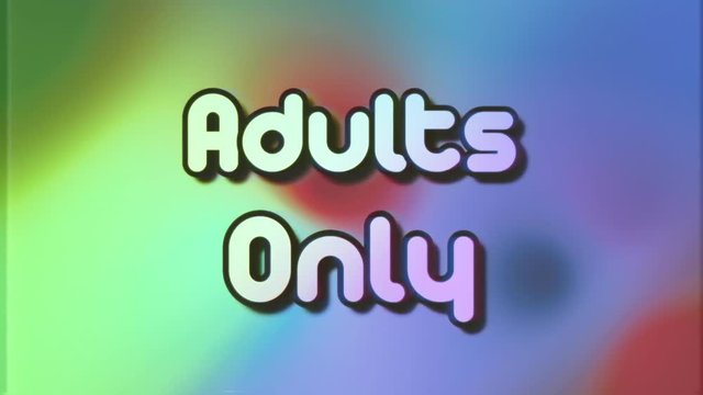 Vintage 1970s style animation, abstract blobs moving and changing colors, and the text Adults Only. VHS fx, intro or opening for a movie or a tv show.

