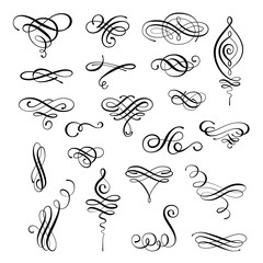 Vector set of calligraphic design elements and page decorations