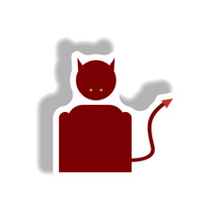Vector illustration paper sticker Halloween icon Devil