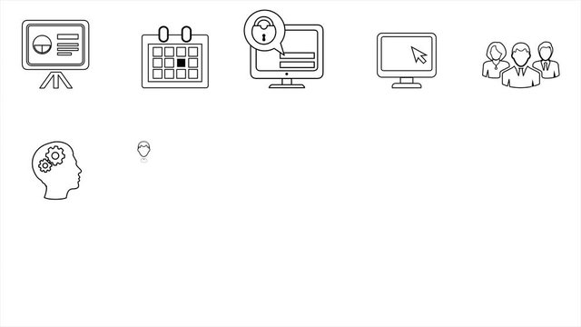 Business and Startup Line Icons. 4K Alpha Channel