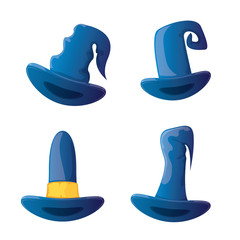 vector cartoon glossy blue witch hat isolated