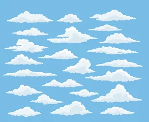 Foto op Canvas Cartoon wolk vector set. Blauwe lucht met witte wolken © vectortatu