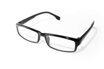 Eyeglasses with black frame isolated