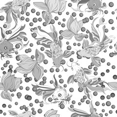 Vector seamless pattern of fish. Abstract texture, elements for your design.