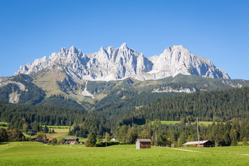 Fototapeta na wymiar Wilder Kaiser mountains in summer at tyrol, Austria