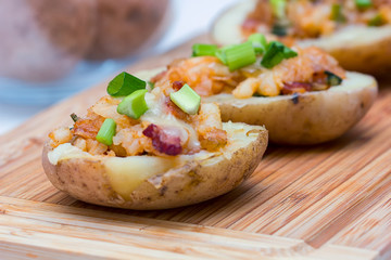 Baked potatoes with cheese and bacon