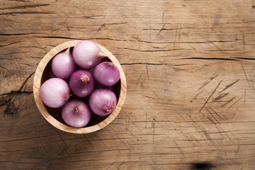 shallots still life wood background