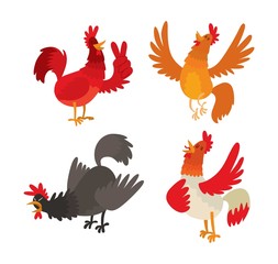 Cute cartoon rooster vector illustration