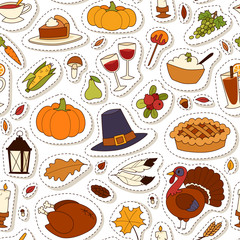 Happy Thanksgiving Day seamless pattern vector.