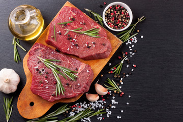 raw beef steak with spice