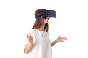 Woman using VR glasses