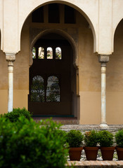Fototapeta na wymiar Courtyard of Dar al-Horra Palace (Palacio de Dar al-Horra) .