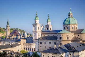 Fototapeta premium Skyline of Stadt Salzburg with Cathedral in summer, Salzburg, Austria