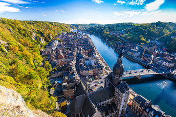 Aerial view of Dinant, Belgium and river Meuse - 124074542