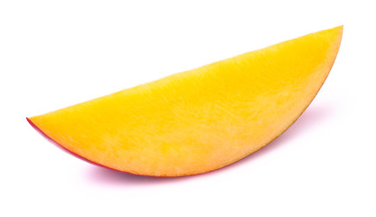 Mango slice isolated on white background, with clipping path