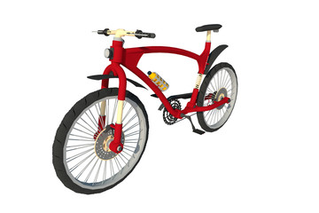 Fototapeta na wymiar Bicicleta roja 3d fondo aislado ilustración