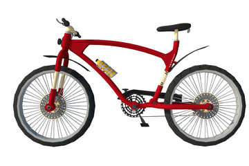 Bicicleta color rojo 3d ilustración