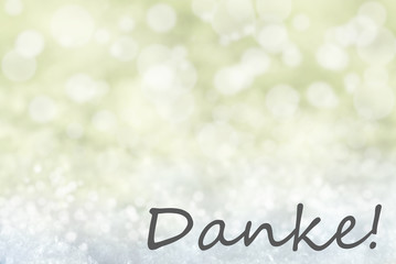 Golden Bokeh Christmas Background, Snow, Danke Means Thank You