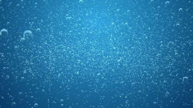 A blue background of soda bubble fizz with last 10 seconds loop at end.