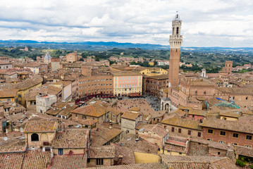 Fototapeta na wymiar Aerial scenic view of Siena