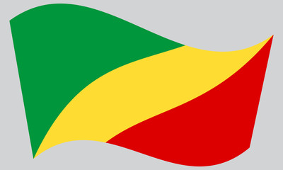 Flag of the Congo Republic waving, gray background