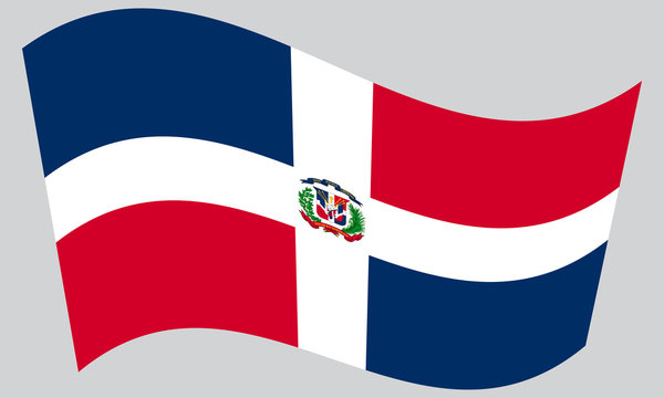 Dominican Republic flag waving on gray background