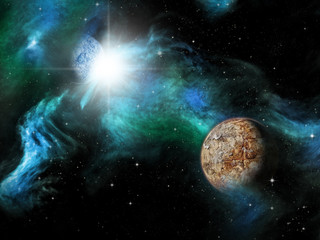 Obraz na płótnie Canvas Sci-fi fantasy space scene alien planet