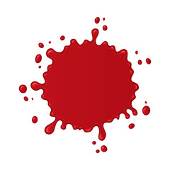 Obraz na płótnie Canvas Blood splash. Stain or drop of red liquid. Abstract vector illustration. Isolated splatter or blot of paint on white background. Halloween design for banner and flyers