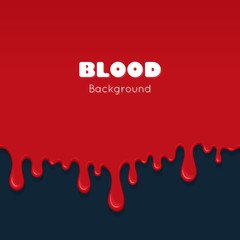 Background with drips and flow of blood. Abstract splash of red liquid. wet surface with paint drops. Bloody and scary design for Halloween or illustration of crime.