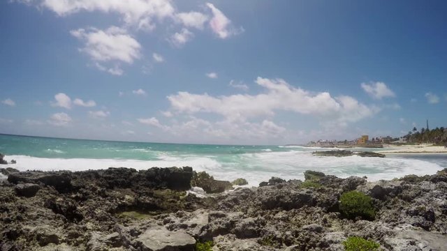Wide time lapse of Isla Mujeres, Mexico.