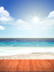Fototapeta premium beautiful beach with wood plate