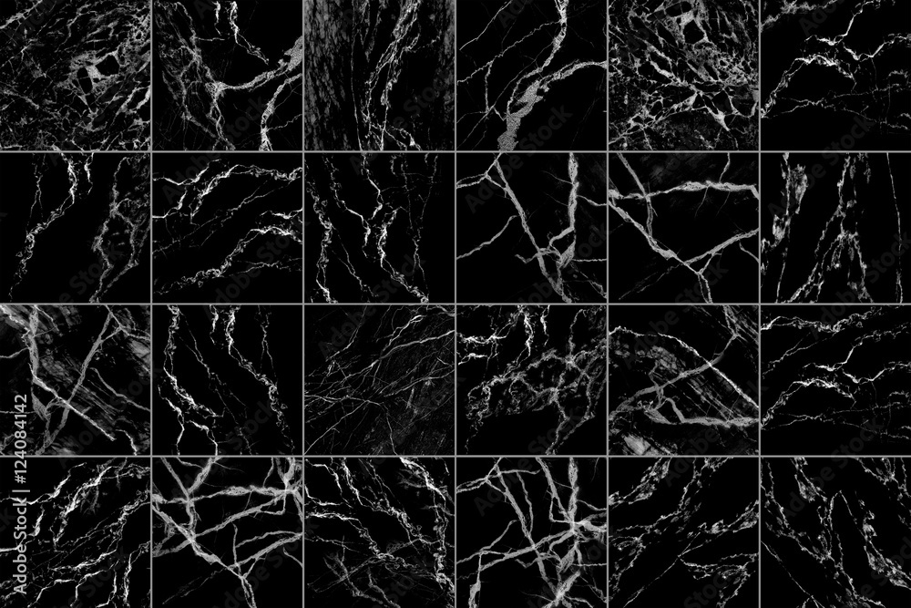 Poster black and white marble tiles for pattern and background