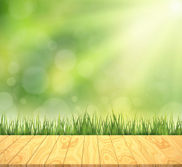 green turf with wooden grain
