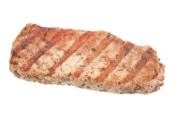 Pork steak on white