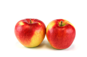 close up on red apple isolated on white background