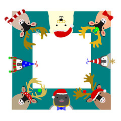 cute arctic animals square frame