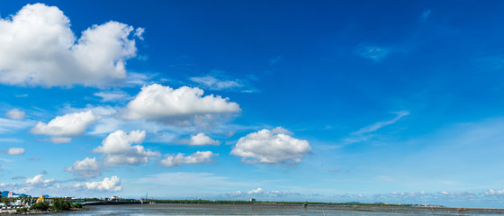 Panorama cloudscape in blue sky background on summer./ Panorama cloudscape in blue sky background.
