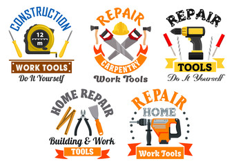Working tool and equipment isolated symbol set