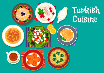 Turkish cuisine traditional dishes icon