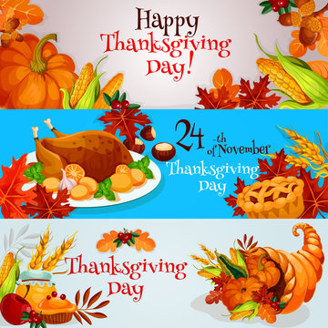 Thanksgiving banners, greeting card set