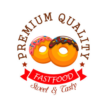 Donut symbol for fast food cafe and bakery design