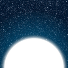 White Circle Dark blue sky. Starry night sky.