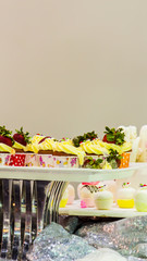 Sweet wedding cupcakes./ Sweet beauty and topping pastel color on wedding cake decoration.
