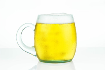 glass of beer on white background