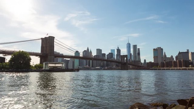 Brooklyn Bridge, East River and Manhattan New York City Day Timelapse