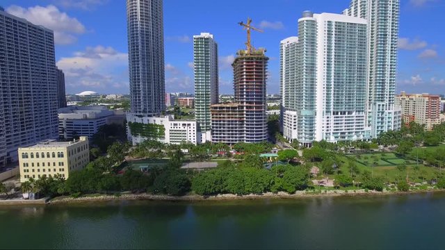 Aerial clip of construction at Edgewater Miami
